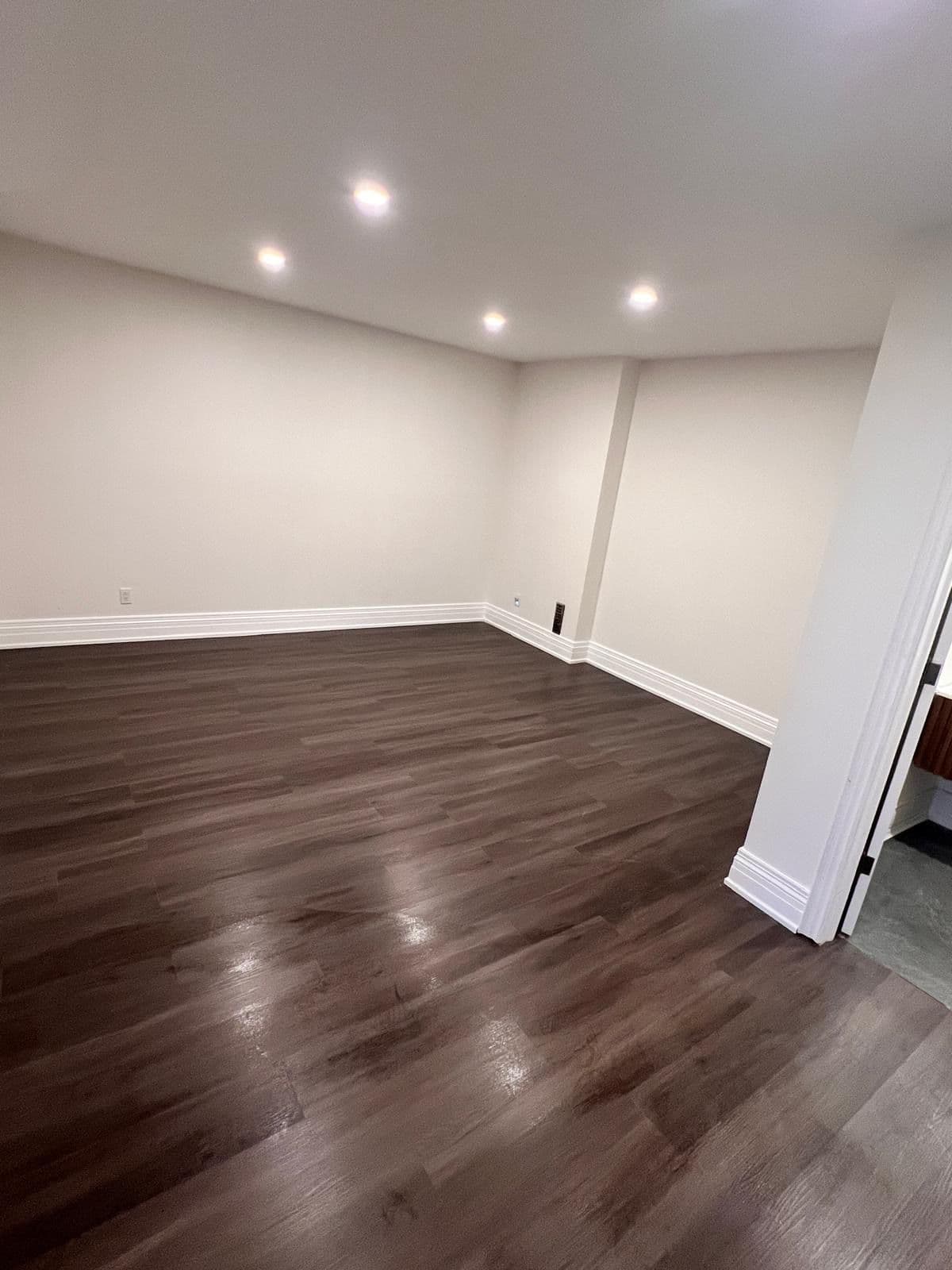 Engineered hardwood flooring installed
