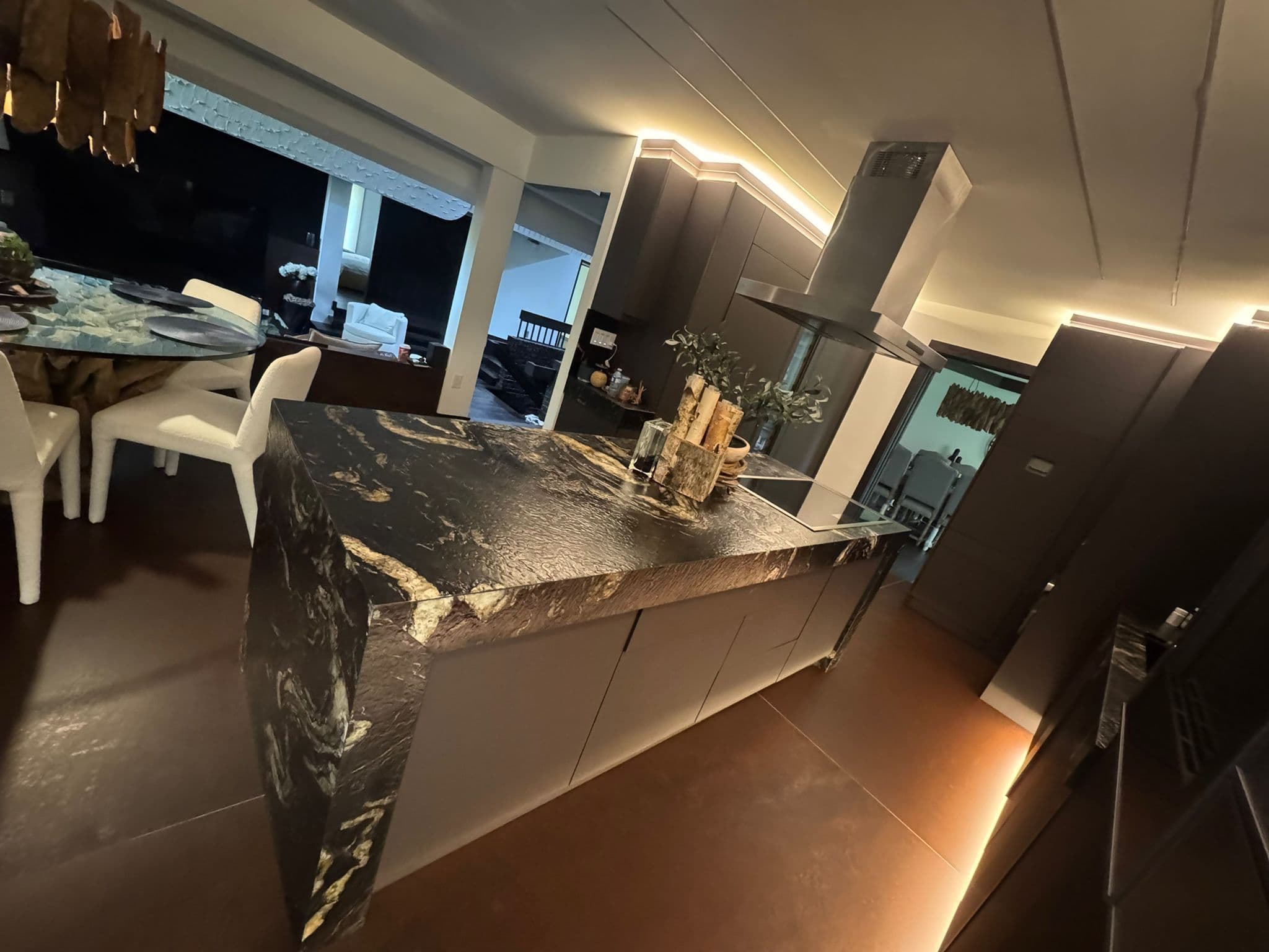 Matte black kitchen cabinetry